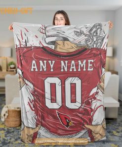 Cute Blanket Arizona Cardinals Blanket - Personalized Blankets with Names - Custom NFL Jersey