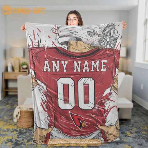 Cute Blanket Arizona Cardinals Blanket – Personalized Blankets with Names – Custom NFL Jersey