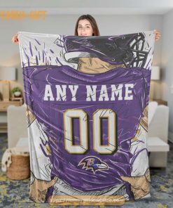 Cute Blanket Baltimore Ravens Blanket - Personalized Blankets with Names - Custom NFL Jersey 1