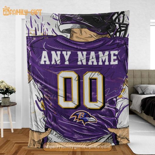 Cute Blanket Baltimore Ravens Blanket – Personalized Blankets with Names – Custom NFL Jersey