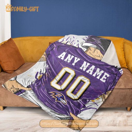 Cute Blanket Baltimore Ravens Blanket – Personalized Blankets with Names – Custom NFL Jersey