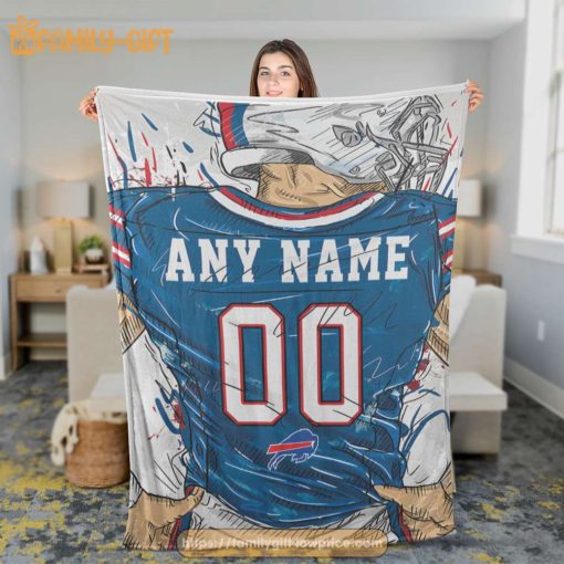 Custom Buffalo Bills Blanket – Personalized NFL Jersey Blanket with Name & Number