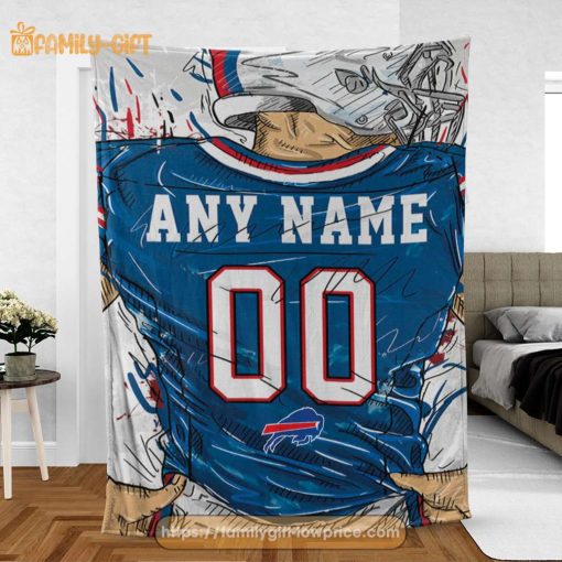 Custom Buffalo Bills Blanket – Personalized NFL Jersey Blanket with Name & Number