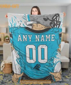 Custom Carolina Panthers Blanket – Personalized NFL Jersey Blanket with Name & Number 1