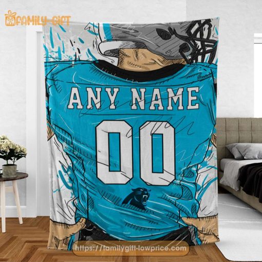 Custom Carolina Panthers Blanket – Personalized NFL Jersey Blanket with Name & Number