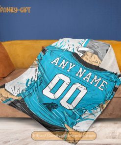 Custom Carolina Panthers Blanket – Personalized NFL Jersey Blanket with Name & Number 2