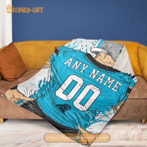 Custom Carolina Panthers Blanket – Personalized NFL Jersey Blanket with Name & Number