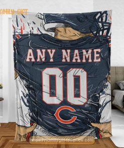 Cute Blanket Chicago Bears Blanket – Personalized Blankets with Names – Custom NFL Jersey