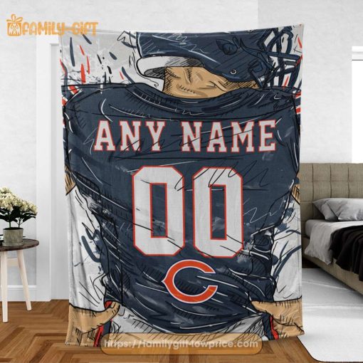 Custom Chicago Bears Blanket – Personalized NFL Jersey Blanket with Name & Number