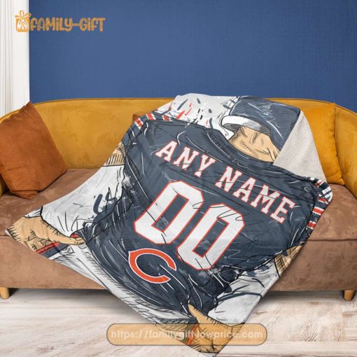 Custom Chicago Bears Blanket – Personalized NFL Jersey Blanket with Name & Number