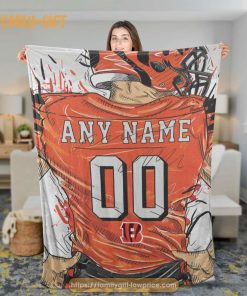 Cincinnati Bengals Jersey Personalized NFL Blankets with Names Customised Football Cute Blanket for Men Women 1