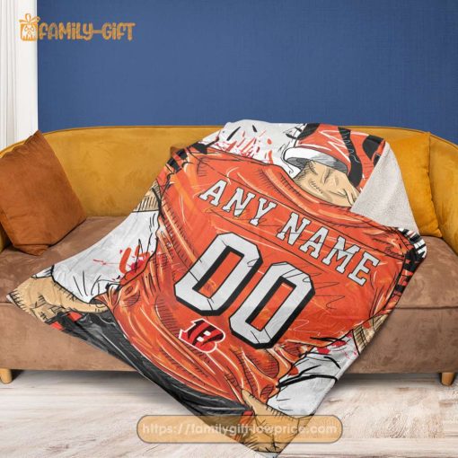 Cute Blanket Cincinnati Bengals Jersey NFL Blanket – Personalized Blankets with Names – Custom NFL Jersey