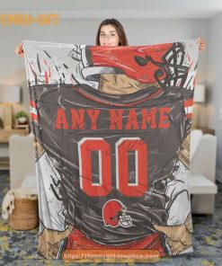 Custom Cleveland Browns Blanket – Personalized NFL Jersey Blanket with Name & Number 1