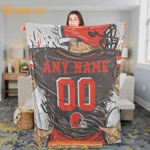 Custom Cleveland Browns Blanket – Personalized NFL Jersey Blanket with Name & Number