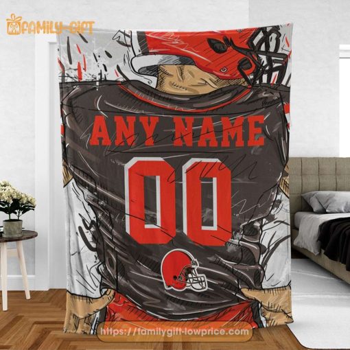 Custom Cleveland Browns Blanket – Personalized NFL Jersey Blanket with Name & Number