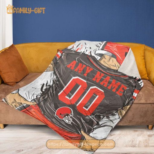 Custom Cleveland Browns Blanket – Personalized NFL Jersey Blanket with Name & Number