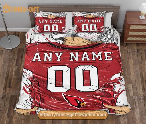 Jersey Cardinals Arizona NFL Bedding Sets, Arizona Cardinals Football Jersey, Cute Bed Sets Custom Name Number