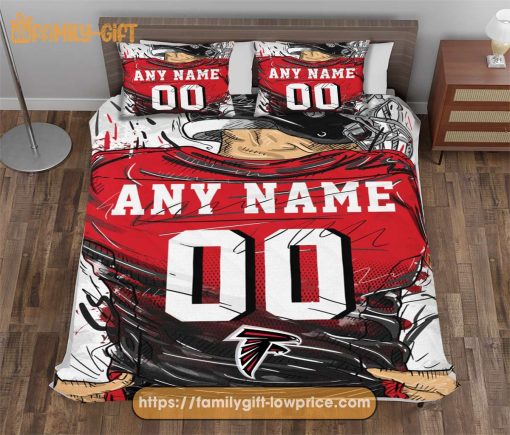 Atlanta Falcons Jersey NFL Bedding Sets, Custom Falcons Jersey, Cute Bed Sets Custom Name Number