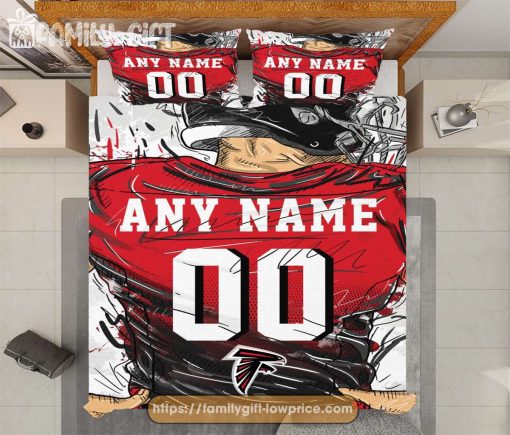 Atlanta Falcons Jersey NFL Bedding Sets, Custom Falcons Jersey, Cute Bed Sets Custom Name Number