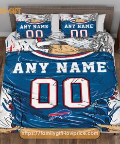 Personalised Football Gift Cute Bed Sets Buffalo Bills Jersey NFL Football Bedding Set for Fan