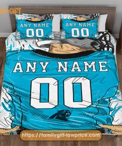 Personalised Football Gift Cute Bed Sets Carolina Panthers Jersey NFL Football Bedding Set for Fan