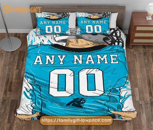 Carolina Panthers NFL Bedding Set – Custom Jersey with Name and Number