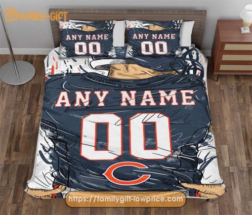 Chicago Bears Jersey NFL Bedding Sets, Chicago Bears Gifts, Cute Bed Sets Custom Name Number