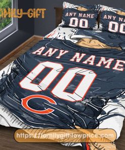 Chicago Bears Jersey NFL Bedding Sets, Chicago Bears Gifts, Cute Bed Sets Custom Name Number