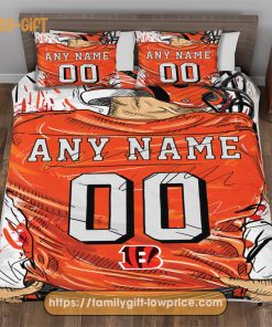 Personalised Football Gift Cute Bed Sets Cincinnati Bengals Jersey NFL Football Bedding Set for Fan