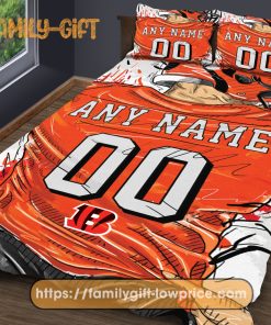 Cincinnati Bengals Jerseys NFL Bedding Sets, Cincinnati Bengals Gifts, Cute Bed Sets Custom Name Number