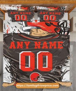 Personalised Football Gift Cute Bed Sets Cleveland Browns Jersey NFL Football Bedding Set for Fan