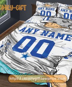 Custom Dallas Cowboys Jersey NFL Bedding Sets, Dallas Cowboy Gifts, Cute Bed Sets Custom Name Number
