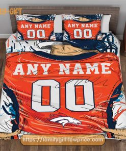 Personalised Football Gift Cute Bed Sets Denver Broncos Jersey NFL Football  Bedding Set for Fan - Gifts From The Heart At Prices You'll Love