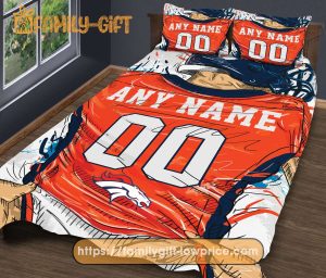 Denver Broncos NFL Bedding Set – Custom Jersey with Name and Number