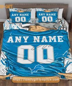 Personalised Football Gift Cute Bed Sets Detroit Lions Jersey NFL Football Bedding Set for Fan