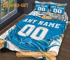 Detroit Lions NFL Bedding Set – Custom Jersey with Name and Number