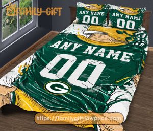 Custom Green Bay Packers NFL Bedding Set – Personalized Jersey with Name and Number