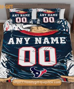 Personalised Football Gift Cute Bed Sets Houston Texans Jersey NFL Football Bedding Set for Fan