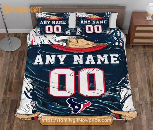 Houston Texans Jersey NFL Bedding Sets, Houston Texans Gifts, Cute Bed Sets Custom Name Number