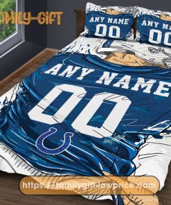 Indianapolis Colts Jersey NFL Bedding Sets, Indianapolis Colts Gifts, Cute Bed Sets Custom Name Number