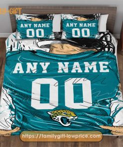 Personalised Football Gift Cute Bed Sets Jacksonville Jaguars Jersey NFL Football Bedding Set for Fan