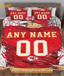 Personalised Football Gift Cute Bed Sets Kansas City Chiefs Jersey NFL Football Bedding Set for Fan
