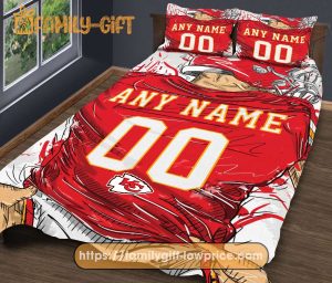 Custom Kansas City Chiefs NFL Bedding Set – Personalized Jersey with Name and Number