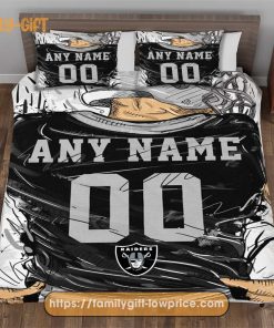 Personalised Football Gift Cute Bed Sets Las Vegas Raiders Jersey NFL Football Bedding Set for Fan