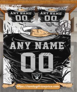 Personalised Football Gift Cute Bed Sets Las Vegas Raiders Jersey NFL Football Bedding Set for Fan