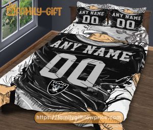 Las Vegas Raiders NFL Bedding Set – Custom Jersey with Name and Number