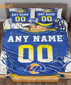 Personalised Football Gift Cute Bed Sets Los Angeles Rams Jersey NFL Football Bedding Set for Fan