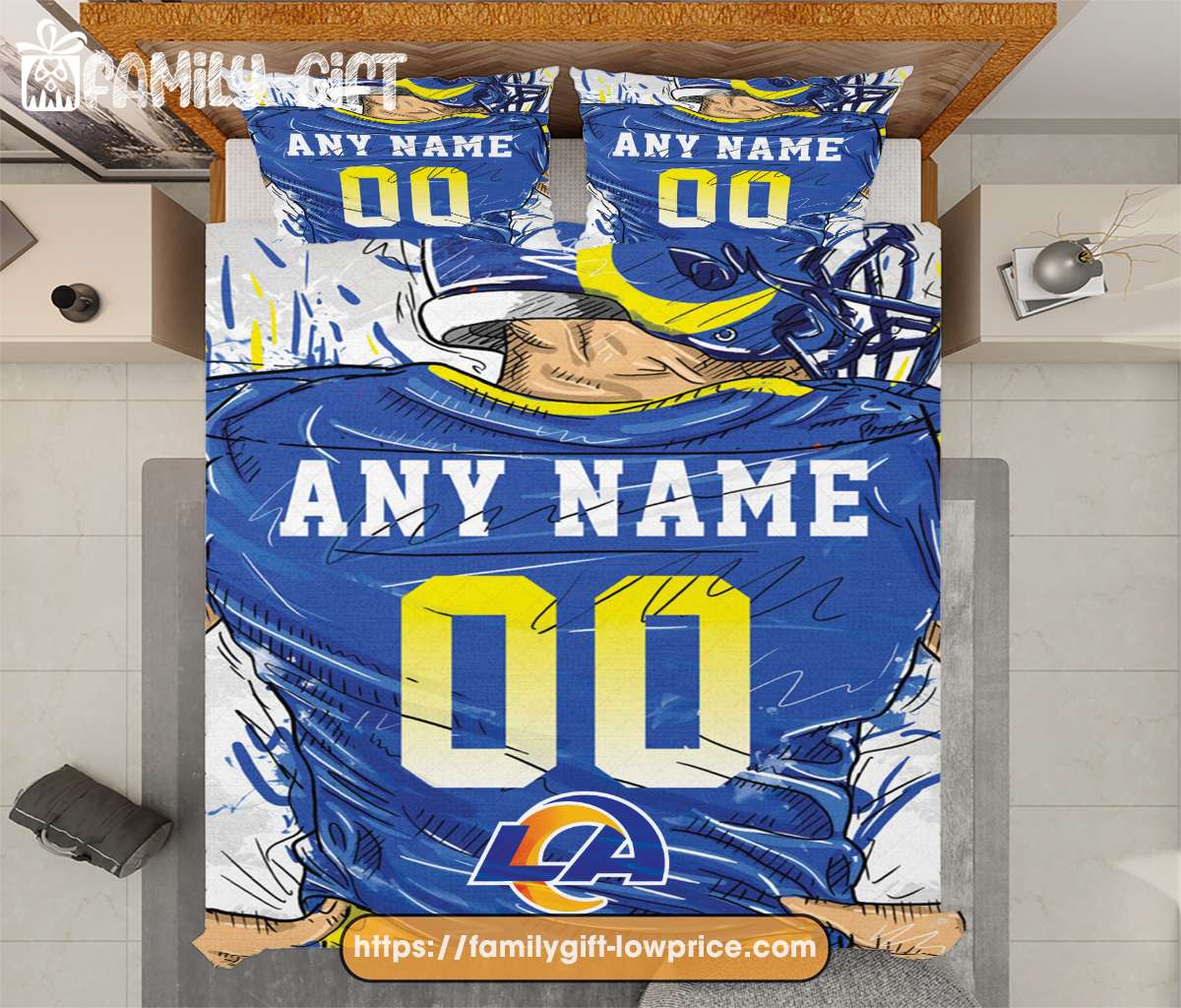 Rams Custom Personalized Football Pillowcase Team Jersey 