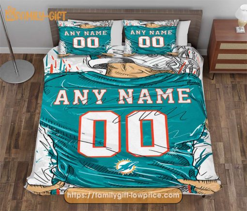 Miami Dolphins NFL Bedding Set – Custom Jersey with Name and Number