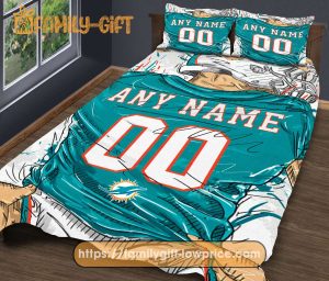 Miami Dolphins NFL Bedding Set – Custom Jersey with Name and Number